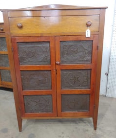 Great early American Walnut 6 tin pie safe