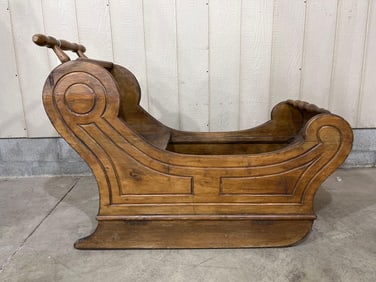 Early French heavy built push sleigh