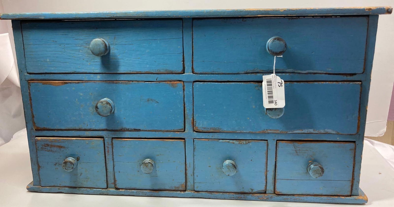 Nice blue painted sq nailed 8 drw Apothecary (1 of 8)