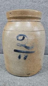 Decorated 2gal stoneware storage jar