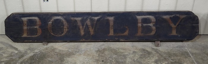 Hand-Painted "Bowlby" Railroad Depot wood sign
