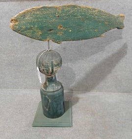Wooden fish weathervane topper