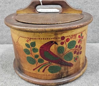 Rare early bird decorated pantry box