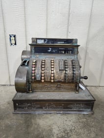 Large ornate brass National cash register