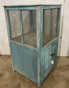 Nice primitive blue painted pie safe