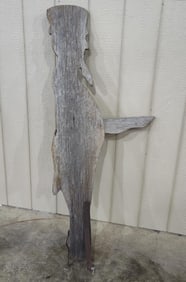 Early unpainted Uncle Sam mailbox holder