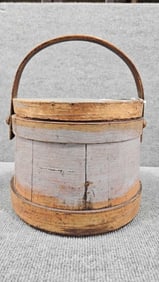 Primitive painted Firkin bucket