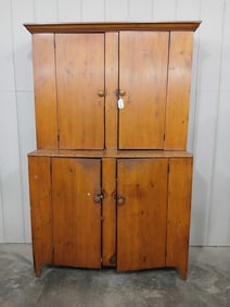 Incredible early Pine square nailed stepback cabinet