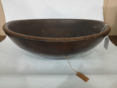 Early primitive oversized 22in wooden bowl