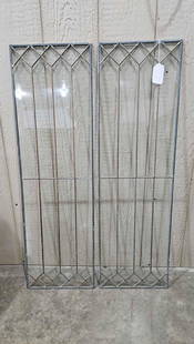 Pair of Leaded glass windows: 12in X 40in.