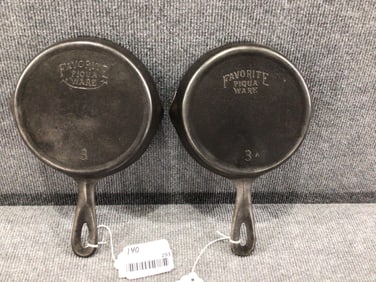 Favorite Piqua Ware #3 & 3A cast iron skillets