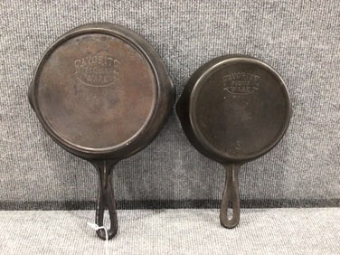 Favorite Piqua Ware #3 & #5 cast iron skillets