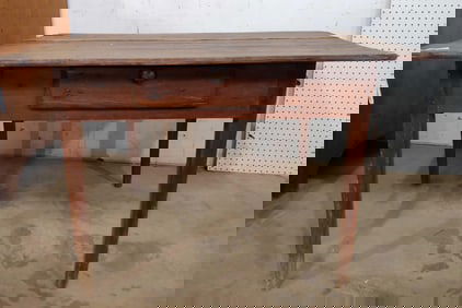 Early Primitive Farmhouse Table w/ drawer
