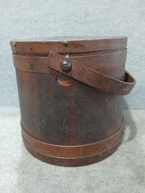 Primitive 1800s firkin bucket