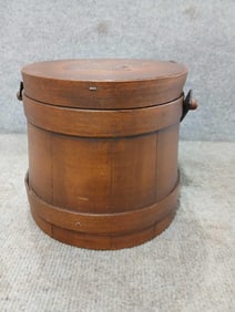 Small firkin bucket with squirrel on lid