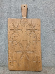 Early primitive butter print paddle