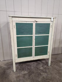 Great early sq nailed & painted 12 tin pie safe