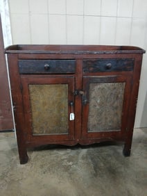 Early primitive punched tin pie safe