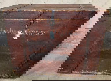 Early primitive dovetailed Immigrants Chest