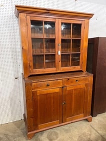 Early American Pine 2pc stepback cabinet