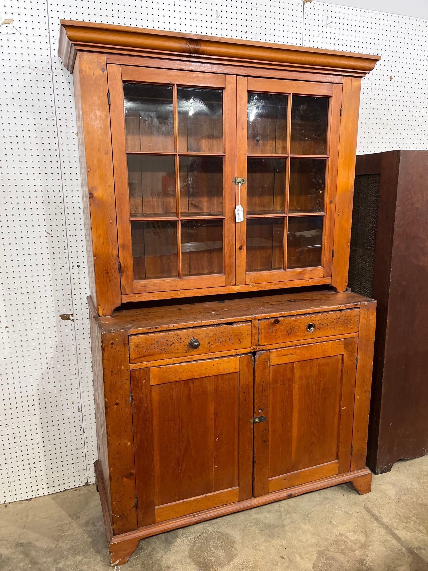 Early American Pine 2pc stepback cabinet (1 of 9)