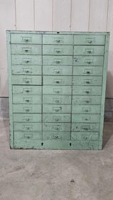 Industrial Painted metal 33 drawer cabinet