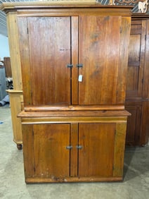 American 19th century Pine Country 2pc Cupboard