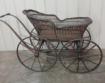 Late 19th Century Wicker Baby Buggy