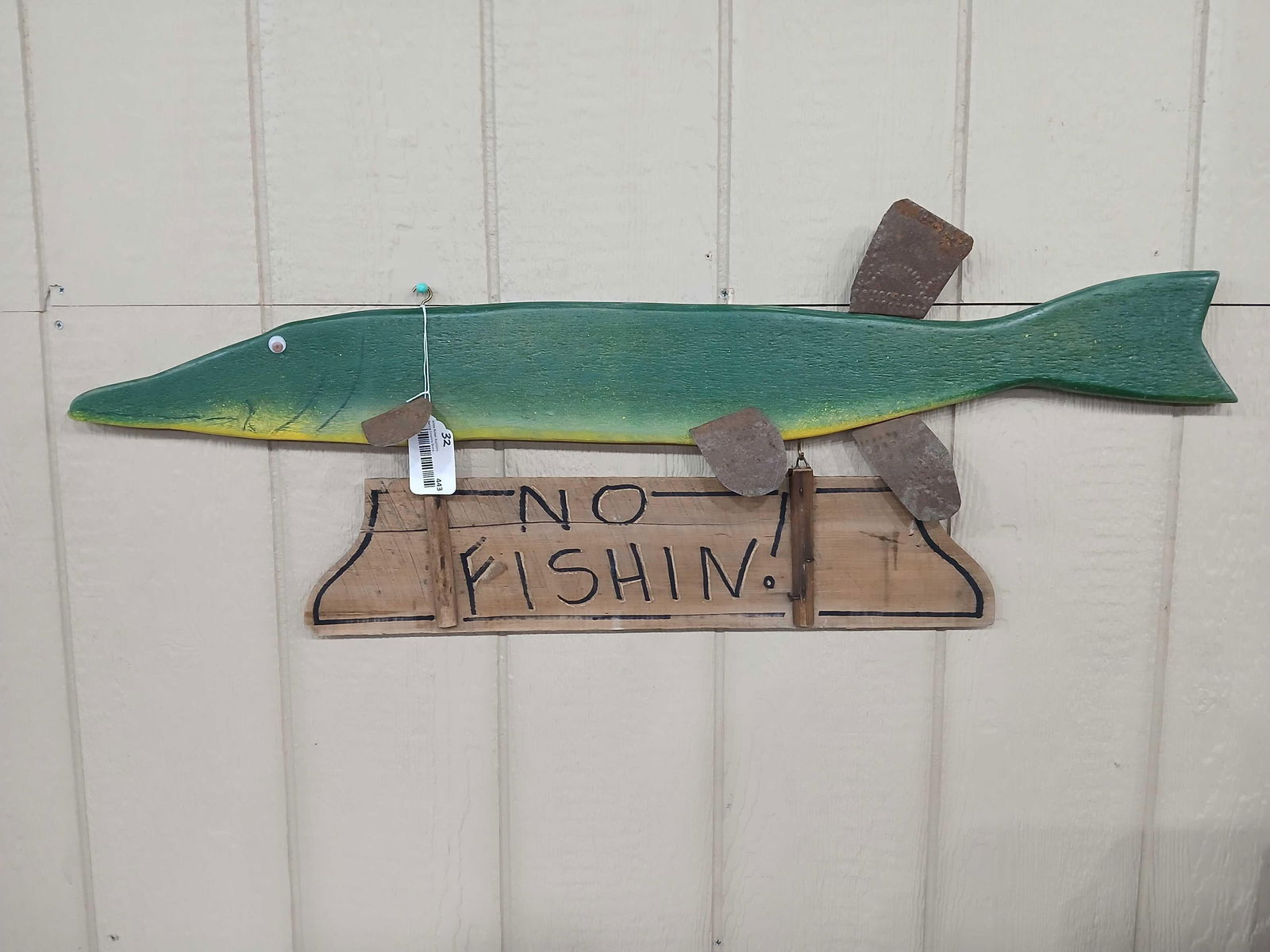 Folk Art wooden No Fishing sign (1 of 3)
