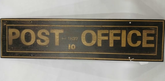 Wooden Post Office sign