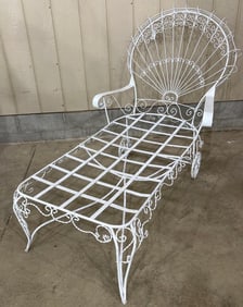 Wrought Iron Peacock Chaise Lounge
