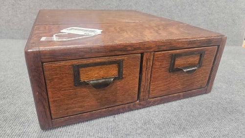 Quartersawn Oak 2 drw card catalog cabinet