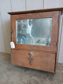 Oak Beveled Mirror Medicine Cabinet