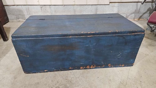 Primitive blue painted chest