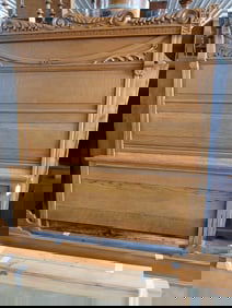 High Back Early American Oak Bed Frame