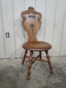 Early carved quartersawn Oak English Occasional Chair