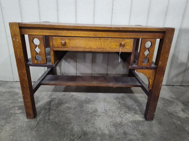 Great quartersawn Oak Arts & Crafts Library Table w/ drw