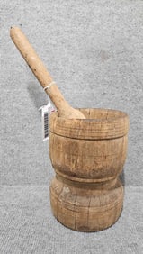 Wooden mortar and pestle