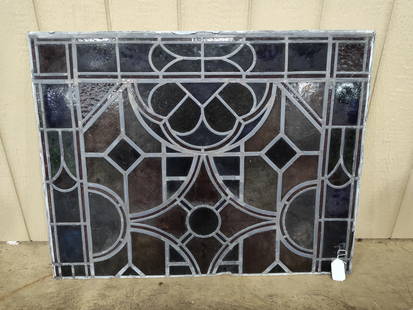 Stained leaded glass window: One small panel is broken, otherwise appears to be in great condition! 31in x 40in.
