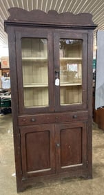Early American Oak flatwall cupboard