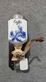 Antique Blue Delft IKA coffee grinder