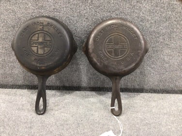 2- Griswold #3 709 & 709A cast iron skillets