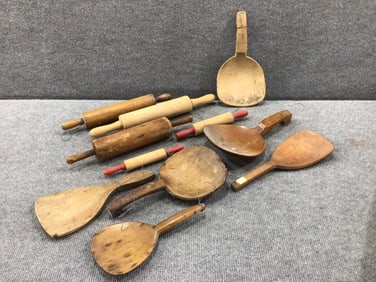 Lot of Butter Paddles and Rolling Pins