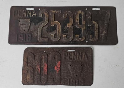 1918 & 1919 Penna License Plates