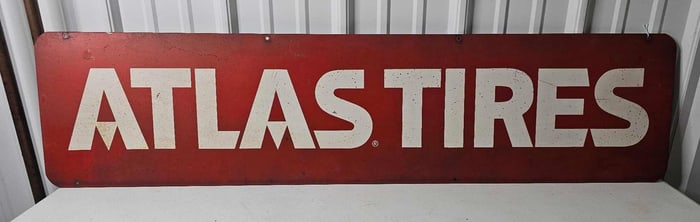 Atlas Tires Double Sided Tin Sign