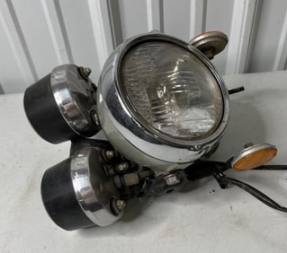 Vintage Honda Motorcycle Front Headlight & Dash Gauges