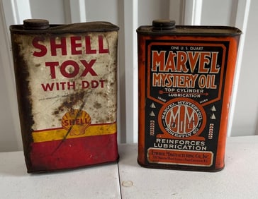 Marvel Mystery Oil & Shell Cans