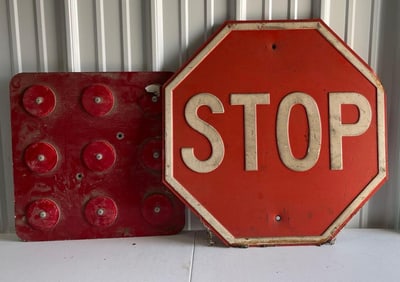 Embossed Stop Sign & Reflector Sign