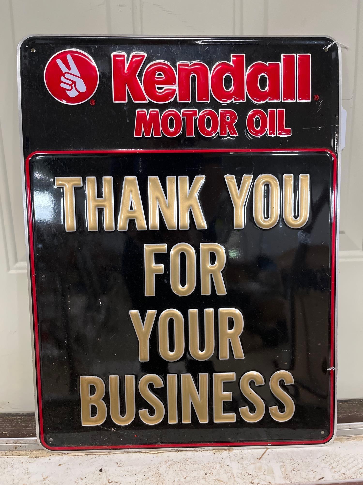 Kendall Motor Oil SST Sign: 24x18. Scioto sign Co, Kenton, Ohio. Dated 1997
