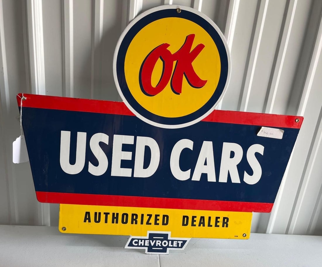 Chevrolet OK Used Car Porcelain Sign (1 of 8)